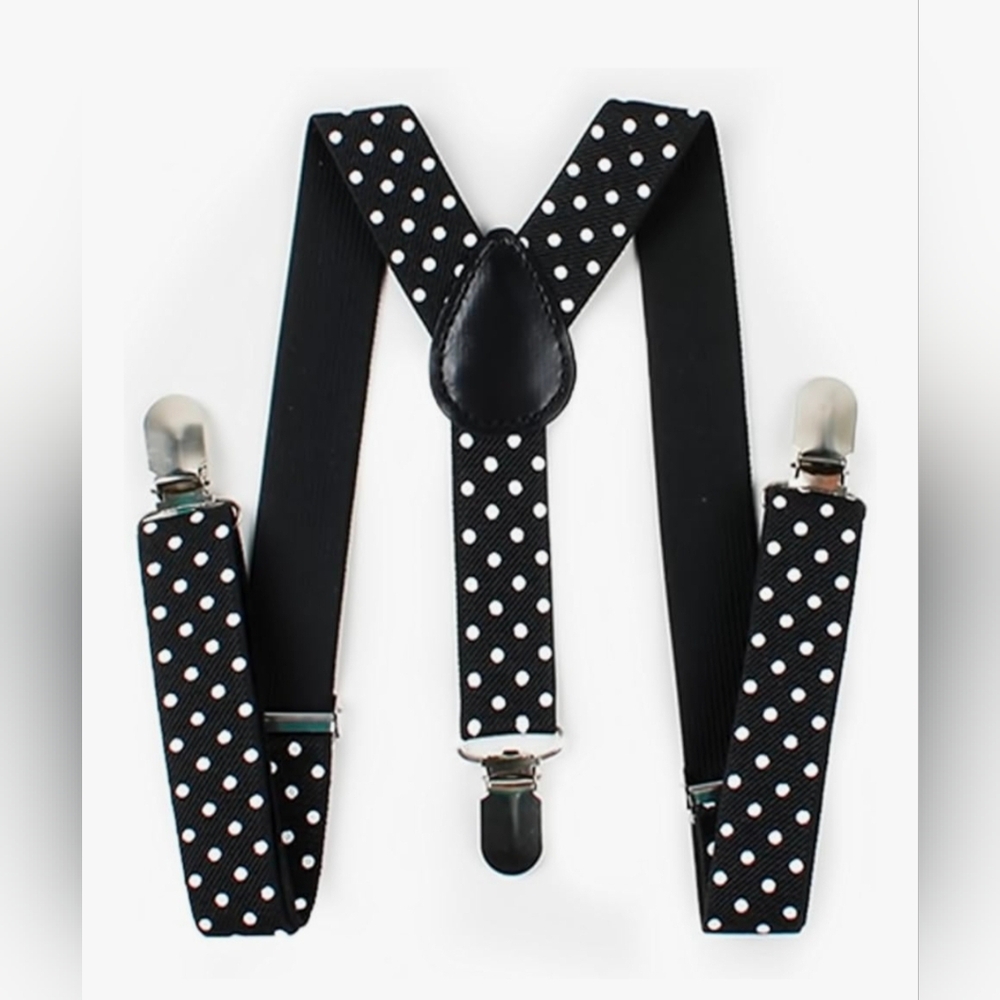 Polka Dot Suspenders Boys Toddler Baby Black And White Dress Top Mickey Mouse